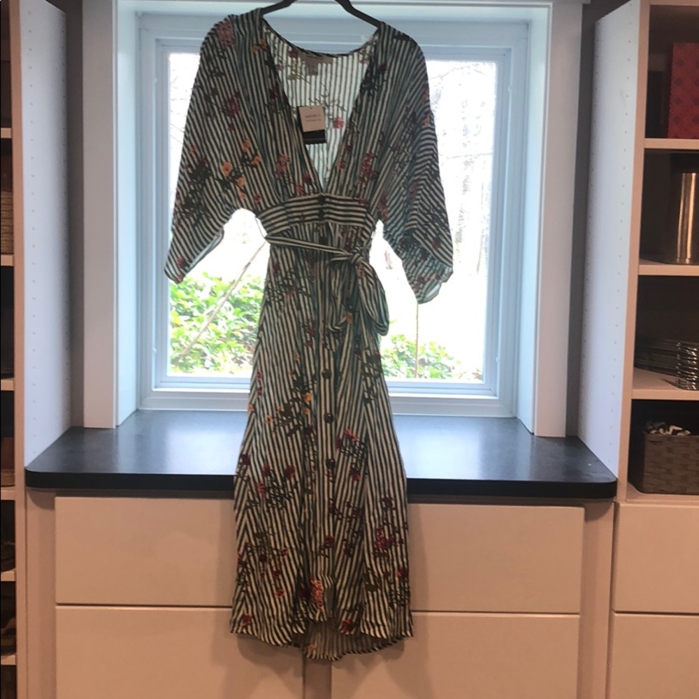 Green floral midi dress